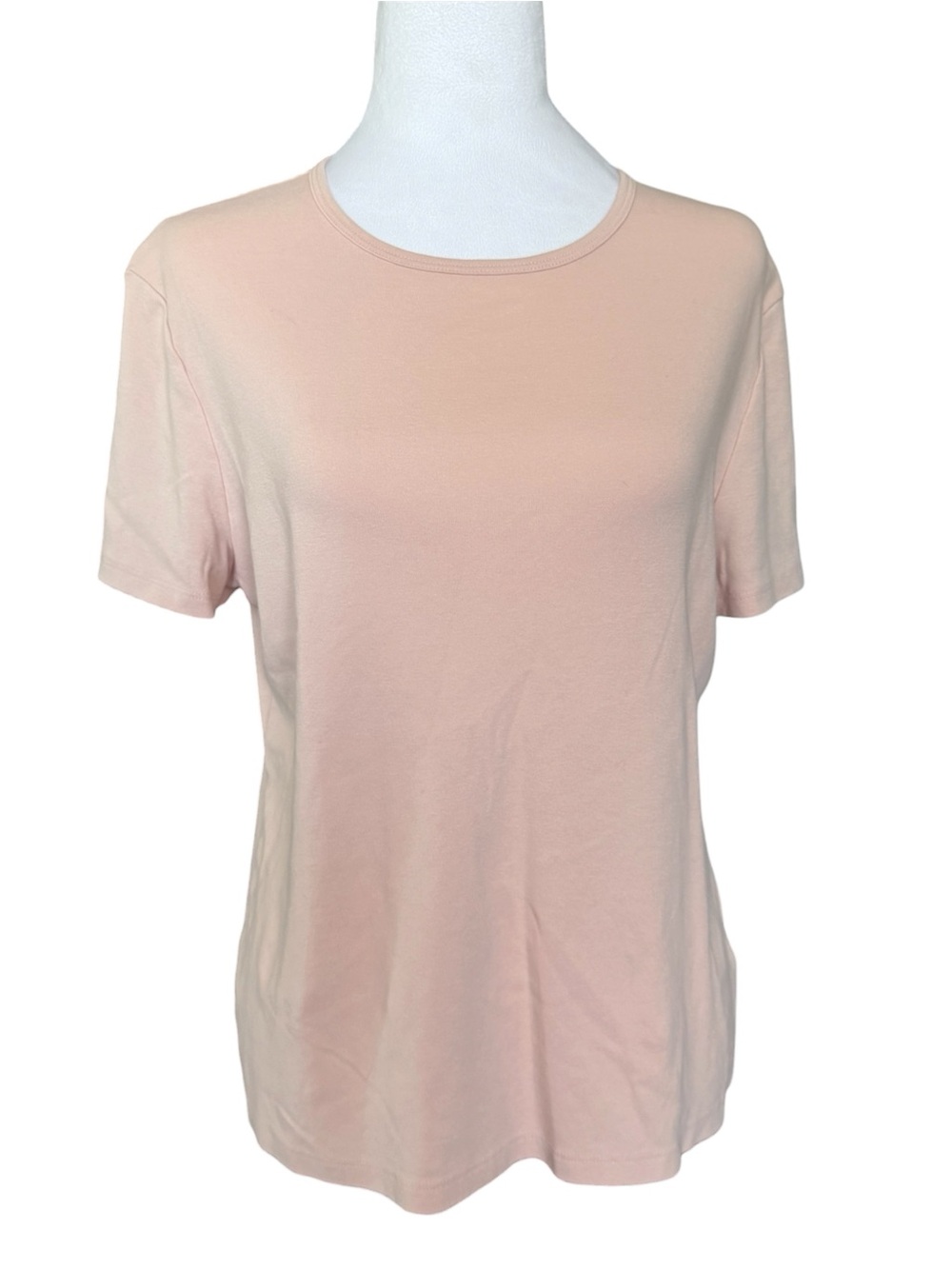 Lauren Ralph Lauren Blush Pink Stretch Cotton Crew Neck Tee Shirt XL LRL - Picture 2 of 10